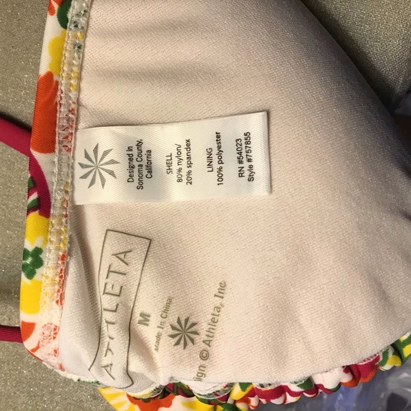 Athleta Bikini Top Triangle Burgandy Multi Floral - Picture 6 of 7